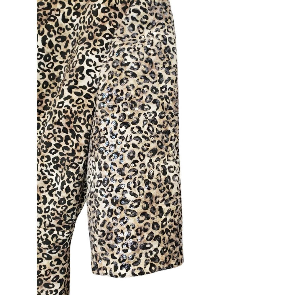 Saloni Celia C Leopard Print With Sequin Short Sl… - image 3